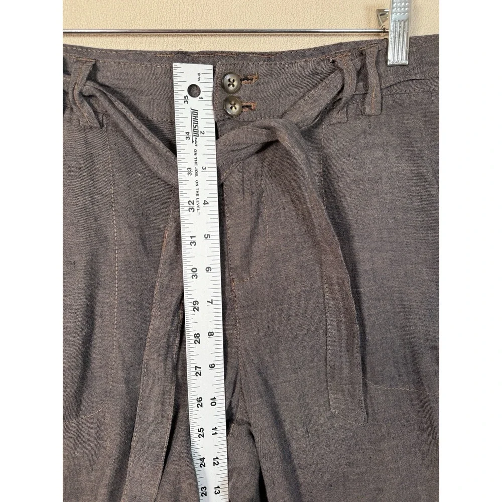 Coldwater Creek Linen Blend Cropped Pants Women 10 Beach Coastal Office Brown - Picture 4 of 7